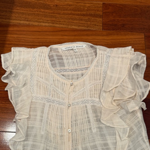 Veronica Beard Ivory Ruffled Blouse - Picture 1 of 3